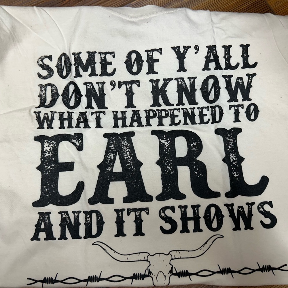 White Graphic Tee with Black Text